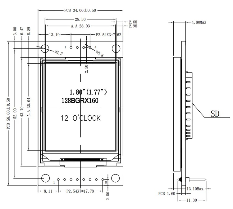 1.8 inch TFT LCD Display Module SPI 128×160 for Arduino | Go2Display